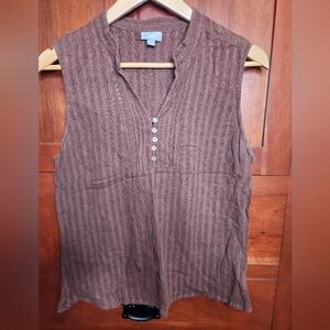 J. Jill Chocolate Brown Sleeveless Top With V Neck Soze Medium